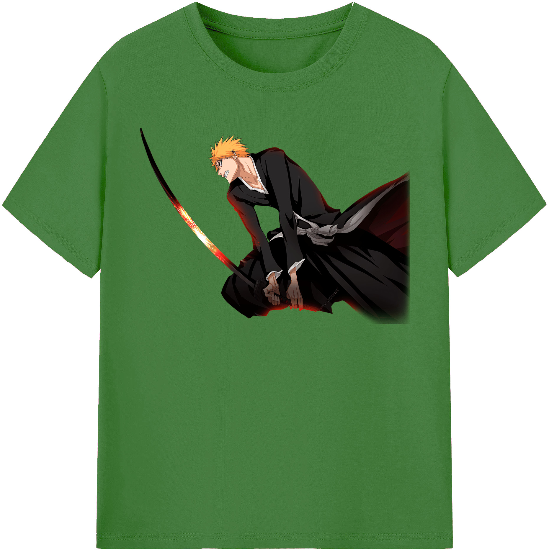 （画像用） ブリーチ 黒崎一護（くろさき いちご）BLEACH Kurosaki Ichigo レディースカジュアルプリントTシャツ（綿100％）